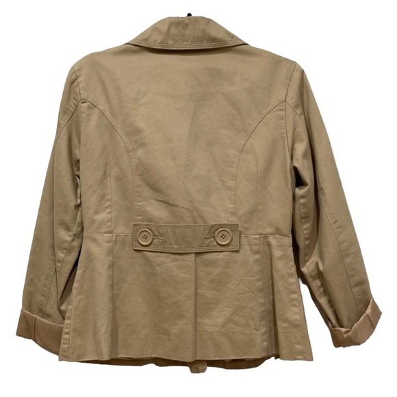 CATO Beige Tan Khaki Double Breasted Preppy Utility Peacoat Blazer Jacket, S - Picture 2 of 8